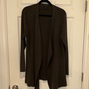 Eileen Fisher Olive Open Front Cardigan